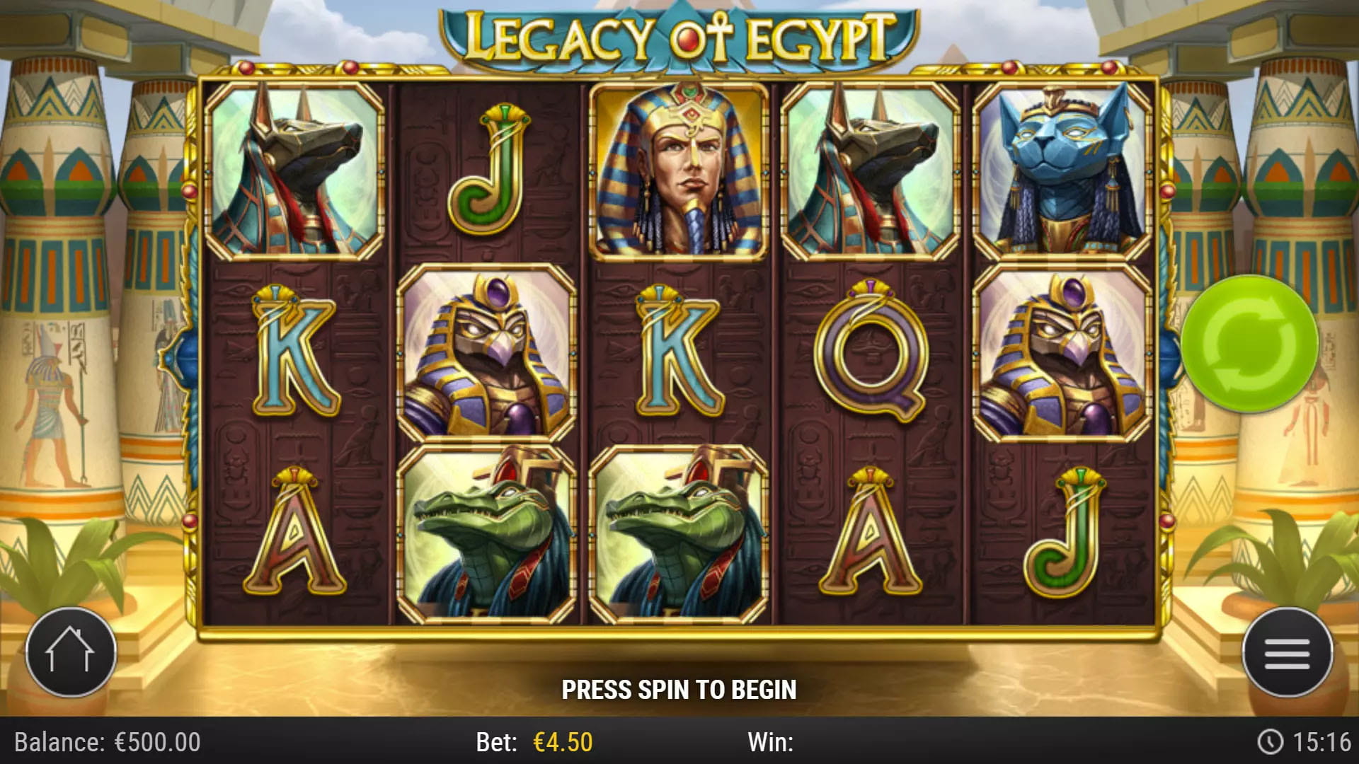 Legacy of Egypt gameplay &mdash; tres cartas del templo boca abajo antes de elegir el s&iacute;mbolo expansivo Pin Up Chile