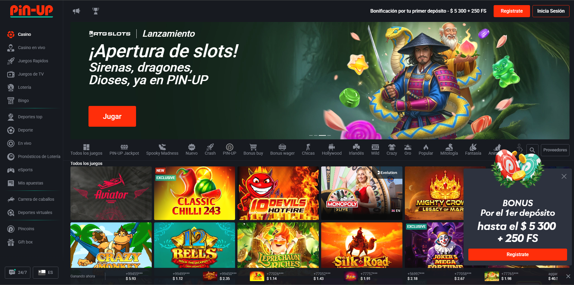 Inicio de sesión en pin up casino chile